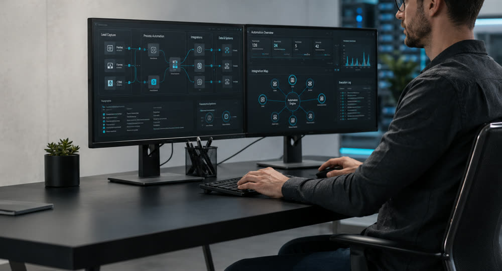Dashboard de automatización de procesos en pantallas de escritorio